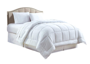 Decor&More Home Essentials Full/Queen Size Reversible Down Alternative Embossed Stripe Comforter (86" x 86") - White