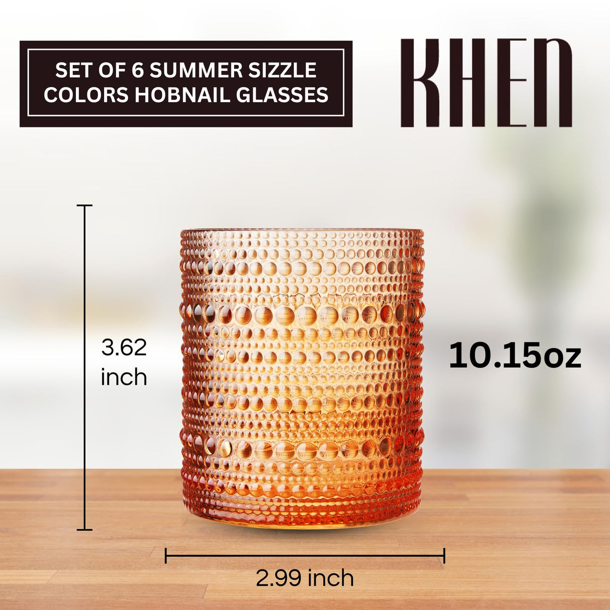 Hobnail glassware set of 6 Summer colors