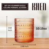 Hobnail glassware set of 6 Summer colors