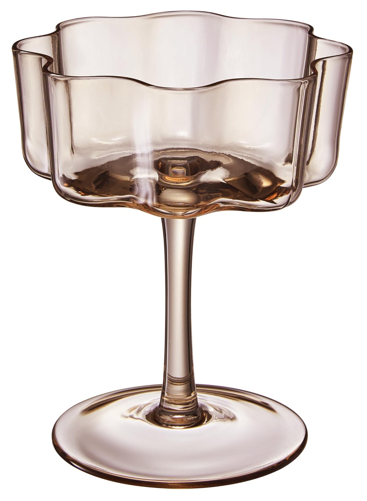 Flower Wave Coupe Cocktail Colored Glasses | Set of 6 | Muted Colors