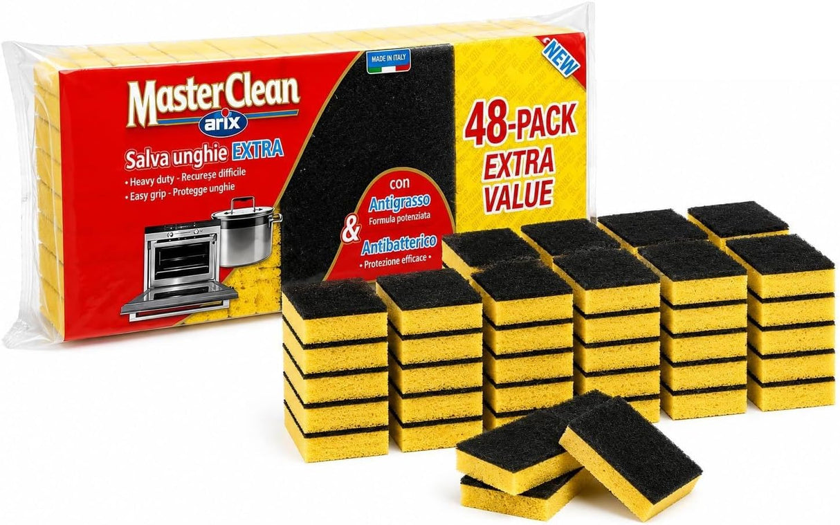 48-Pack Heavy Duty Kitchen Scrubber Sponges for Pots & Pans – Yellow & Black