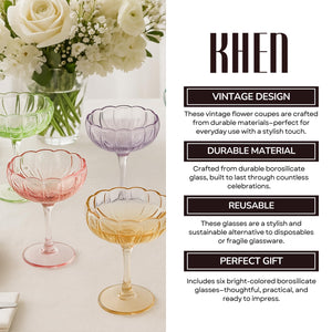 Flower Champagne Cocktail Glasses | Set of 4