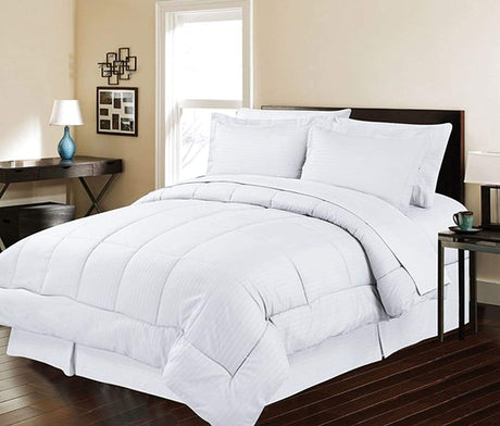 Home essentials  8 piece embossed stripe bed in a bag