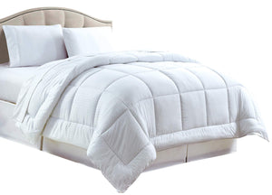 Decor&More Home Essentials Full/Queen Size Reversible Down Alternative Embossed Stripe Comforter (86" x 86") - White