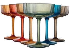 Eze Acrylic Ribbed Champagne Coupe, Cocktail Glassware, Set of 6