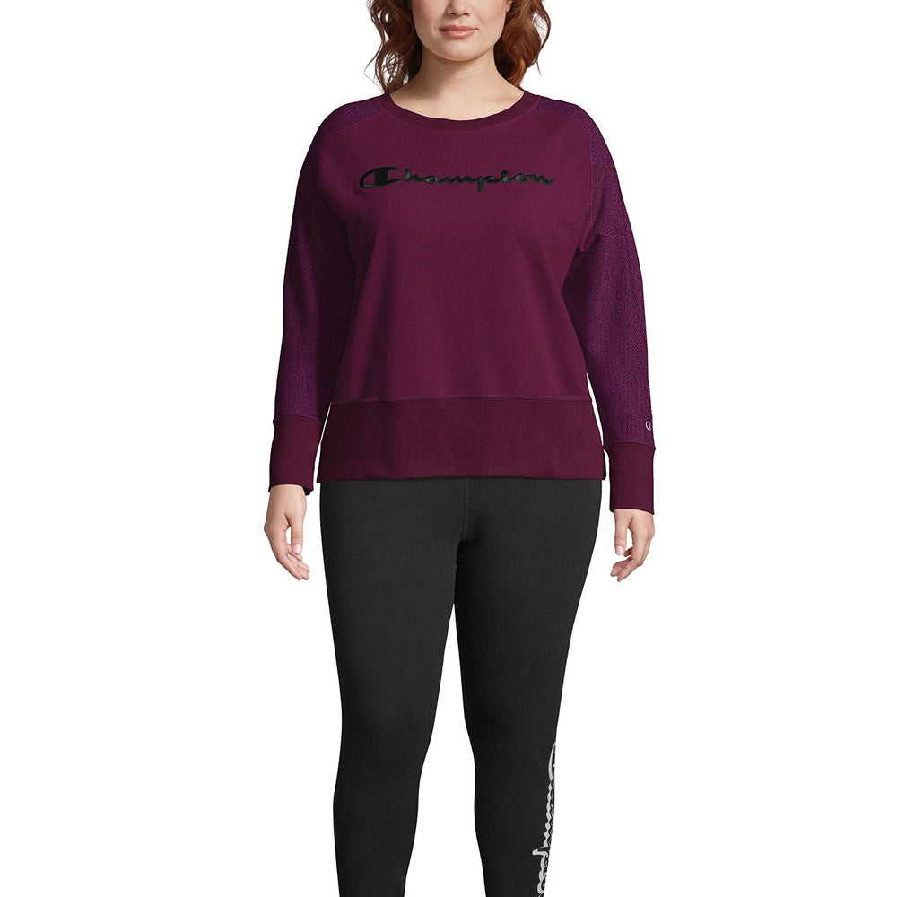 Champion Womens Plus Activewear Fitness Sweatshirt Purple 1X