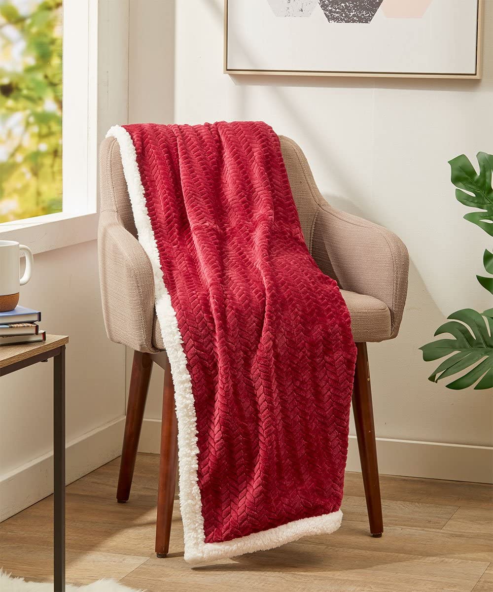 Decor&More HomeEssentials Ultra Lush Heavy Sherpa Throw Blanket (50" x 60")