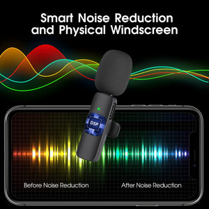Wireless Lavalier Microphone for iPhone iPad Dual Clip On Mic 2 Pack Lightning