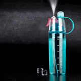 2-Pack Hydration Water Bottle with Spray Mist 600ML