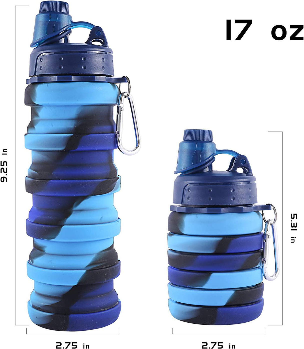 2-Pack Collapsible Hydration Water Bottles