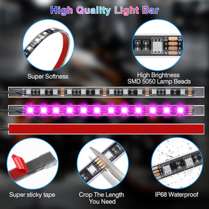 Motorcycle RGB LED Light Kit 12PCS Bluetooth Underglow with Brake & Turn Signal