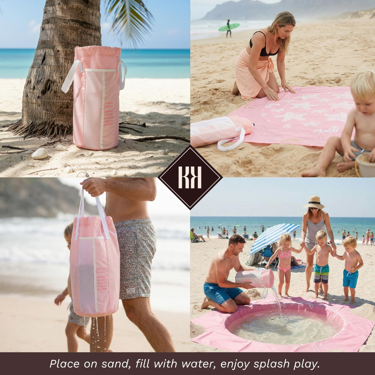 Baby Beach Splash Mat Pink, 1 Piece, 78.74 x in Waterproof Polyester Portable