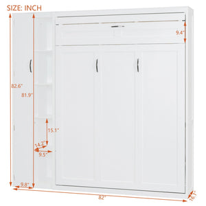Murphy Wall Bed With Shelves, Wardrobe And LED Lights