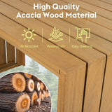 5 Piece Outdoor Bar Set with Acacia Wood Table and Cushioned Stools