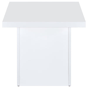 Devar Square Engineered Wood Side End Table White High Gloss