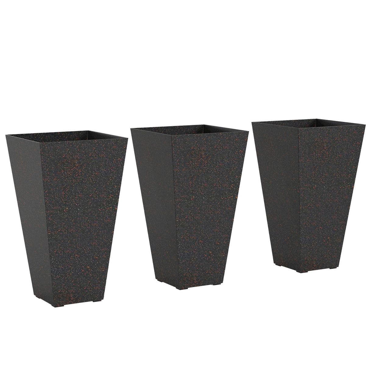 Set of 3 Tall Flower Pots with Marble Look Finish