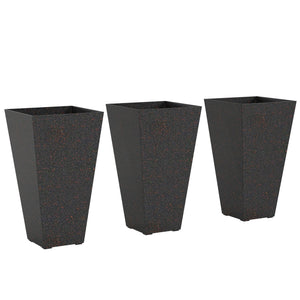 Set of 3 Tall Flower Pots with Marble Look Finish