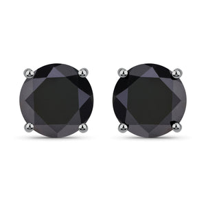 5.41 Carat Genuine Black Diamond 14K White Gold Earrings