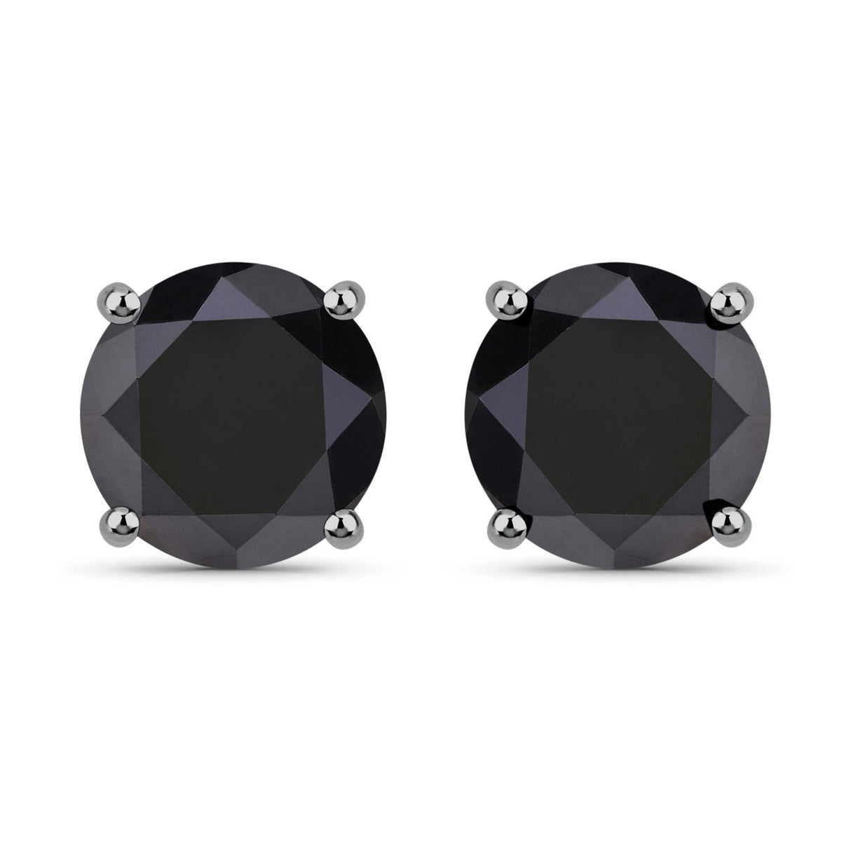 4.25 Carat Genuine Black Diamond 14K White Gold Earrings