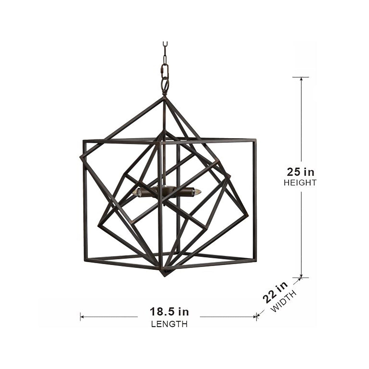 3 Light Metal Chandelier, Hanging Light Fixture With Adjustable Chain For Kitchen, Bulb Not Included - Black