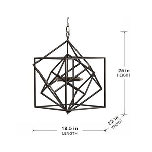 3 Light Metal Chandelier, Hanging Light Fixture With Adjustable Chain For Kitchen, Bulb Not Included - Black