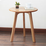 Round Side Table with Solid Oak Wood Frame