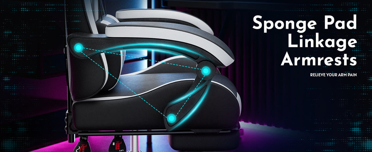 Ergonomic Gaming Chair with Footrest and Lumbar Support