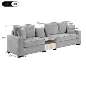 Modular Sofa Couch With Storage Armrest and Center Console