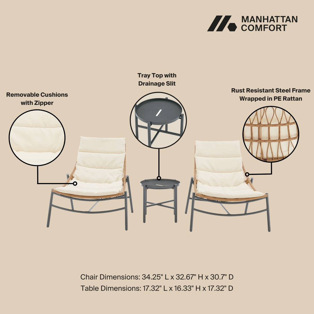Sunset - 3 Piece Conversation Set