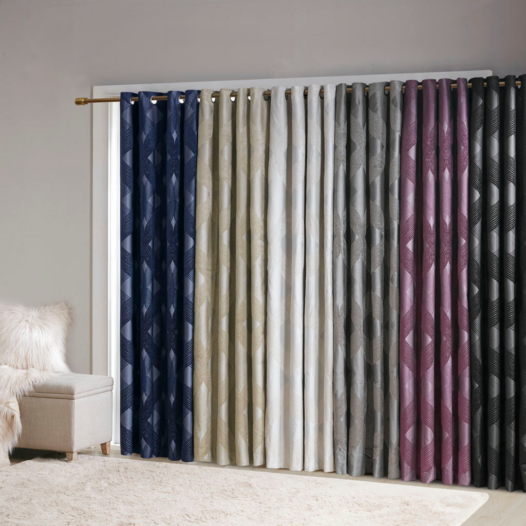 Ogee knitted jacquard total blackout curtain panel (only 1 pc panel)