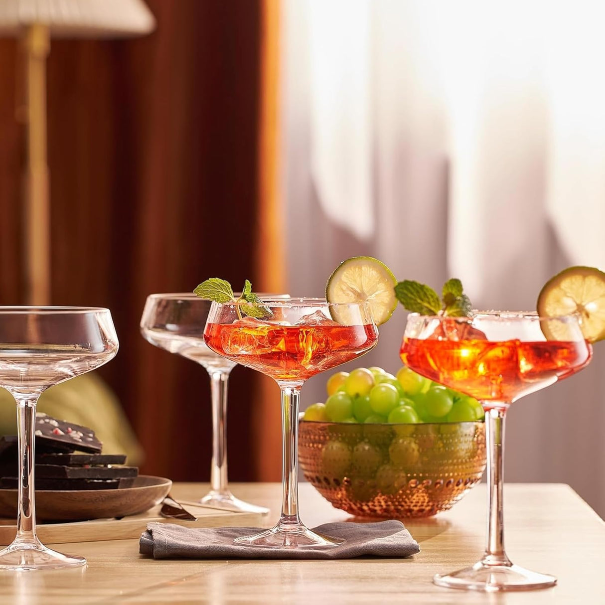 Set of 4 Stemmed 8 oz Clear Cocktail Glasses