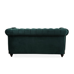 Chesterfield Loveseat Sofa, 2 Person Rolled Arm Upholstered Couch