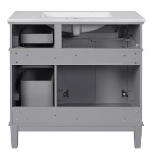 Modern Bathroom Vanity With Ceramic Sink, Soft Close Storage Cabinet