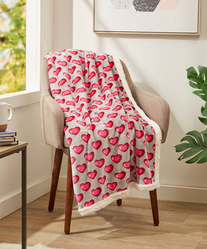 Decor&More Amor Eterno Be Mine Love Collection Valentine's Day Heart Ultra Plush Throw Blanket (50" x 60") -