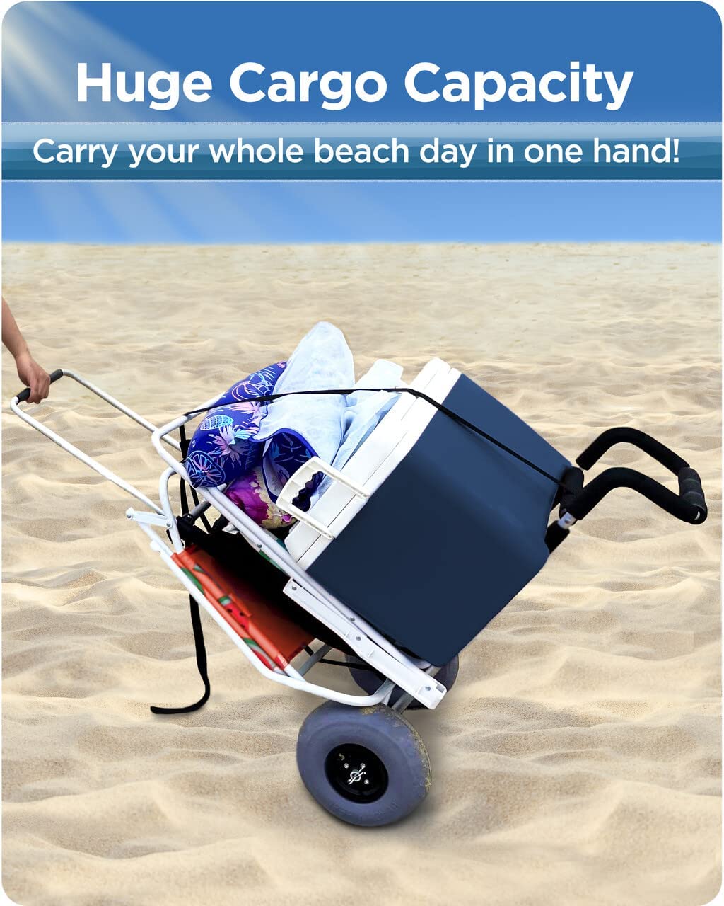 Collapsible Heavy-Duty Beach Cart with Big Wheels