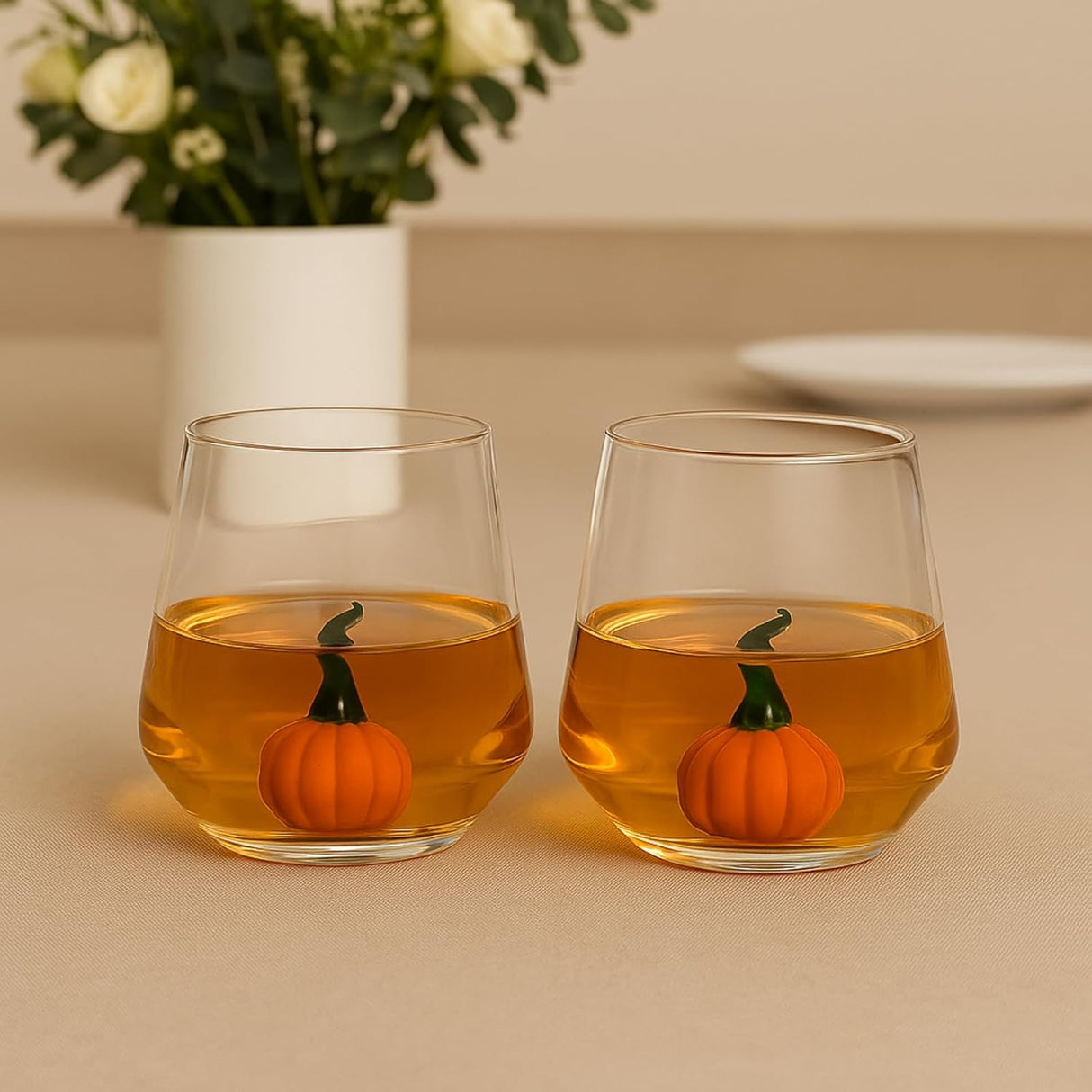 Pumpkin Glass Set Fall Drinkware 12oz Clear