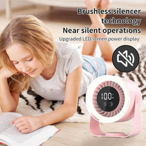 Quiet Desk Fan 10-Speed USB Rechargeable 3600mAh Portable