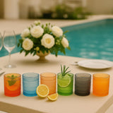 Acrylic Hobnail Lowball Glasses – Set of 6 Colorful & Black Tumblers, 10 oz