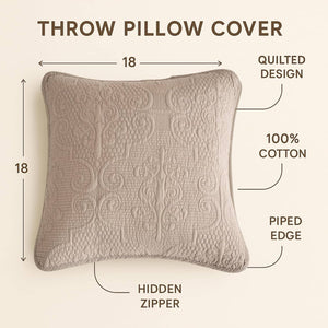 DaDa Bedding Set of 2-Pieces Sandy Beige Taupe Square Cushion Throw Pillow Covers, 18" x 18" (JHW-585)