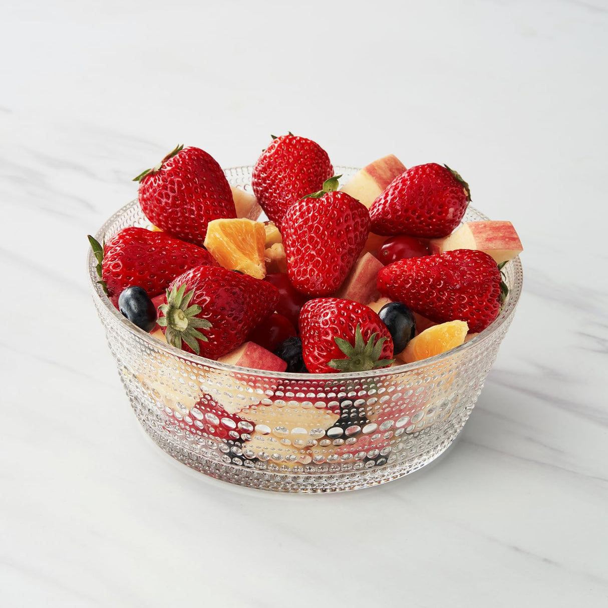 Khen Hobnail Glass Bowl Clear Vintage Style Textured Borosilicate Tableware Decorative Fruit Salad Centerpiece - 10 Inch