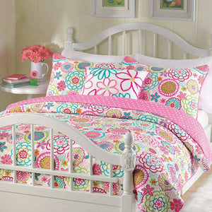 Mariah Pink Floral Dot Ruffle Square Decor Throw Pillow