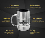 Gift Mug for Dad, Stainless Steel TOP DAD Barrel Cup with Handle and Sip Lid (Hot n' Cold) Double Wall Insulation for Beer & Coffee, 17oz (Gift Boxed for Christmas/Fathers Day)