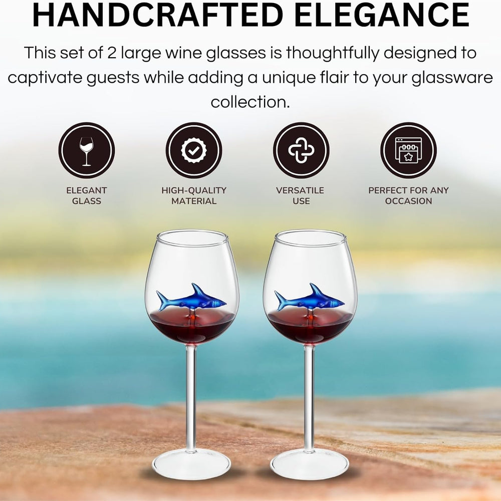 Shark-Inspired Wine Glasses Set of 2 – 13oz