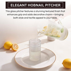 Bombay Hobnail Glass Pitcher for Juice and Lemonade | 82 oz