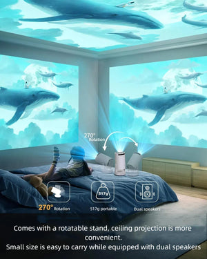 Pro Mini Portable Smart Projector with Android 13, Full HD, WiFi 6, Bluetooth 5.0, Built-in Apps for Netflix & YouTube – Works with Phone, Laptop, TV, HDMI, PS5