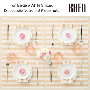 Tonal Striped Disposable Napkin Beige Set of 50 Pieces
