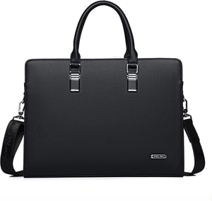 Genuine Leather Business Briefcase 15.6 Inch Laptop Bag Multi Compartment