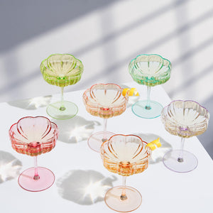 Flower Champagne Cocktail Glasses | Set of 4