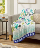 Decor&More Corales de Marina Blue Coral Seahorse Oceanic Microplush Throw Blanket Ocean Blanket for Boys and Girls and Kids of Any Age (50" x 60")