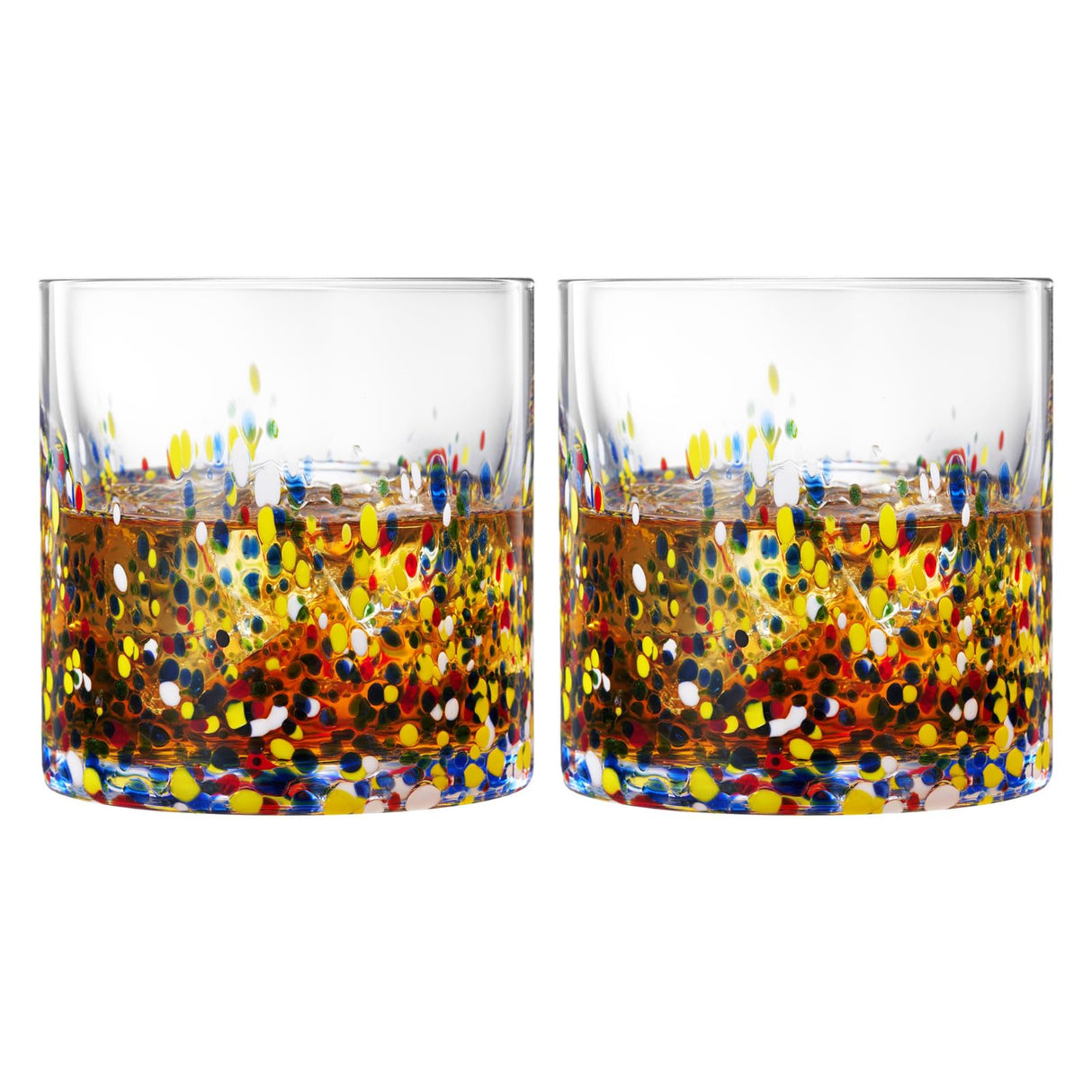 The Wine Savant Mexican Style Glass Hand Blown Colorful Artisan Design Glass Barware DOF Glassware - Confetti Rock